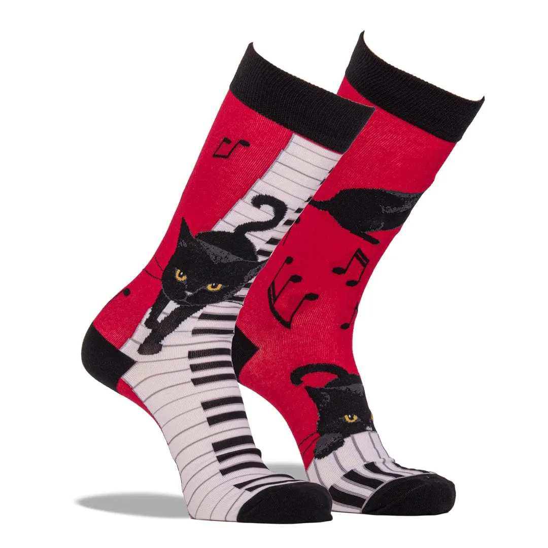 Piano Cat Socks Men’s Crew Sock