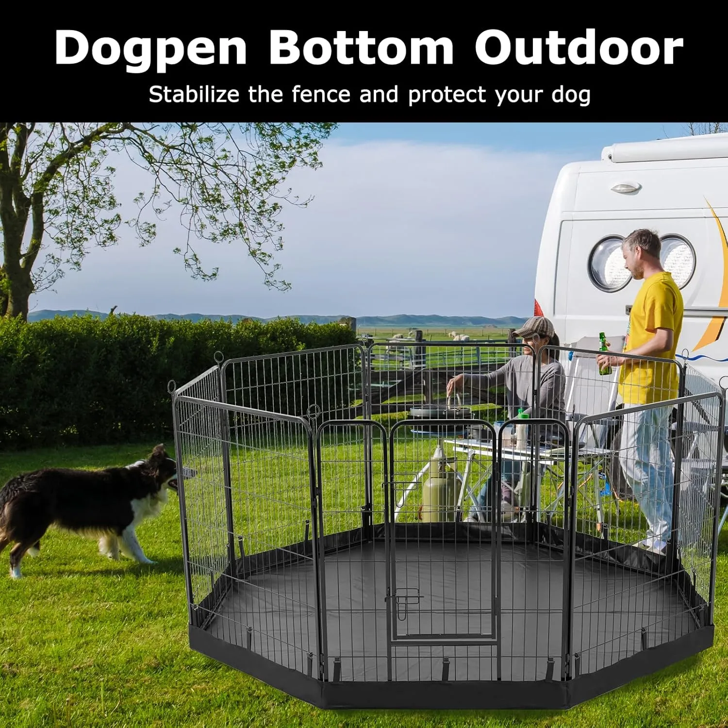 PJYuCien Dog Playpen Bottom Pad,Fits 32 Inch Width 8 Panels Regular Octagon Metal Exercise Pet Playpen,Black (Note:Playpen Not Included !!!)