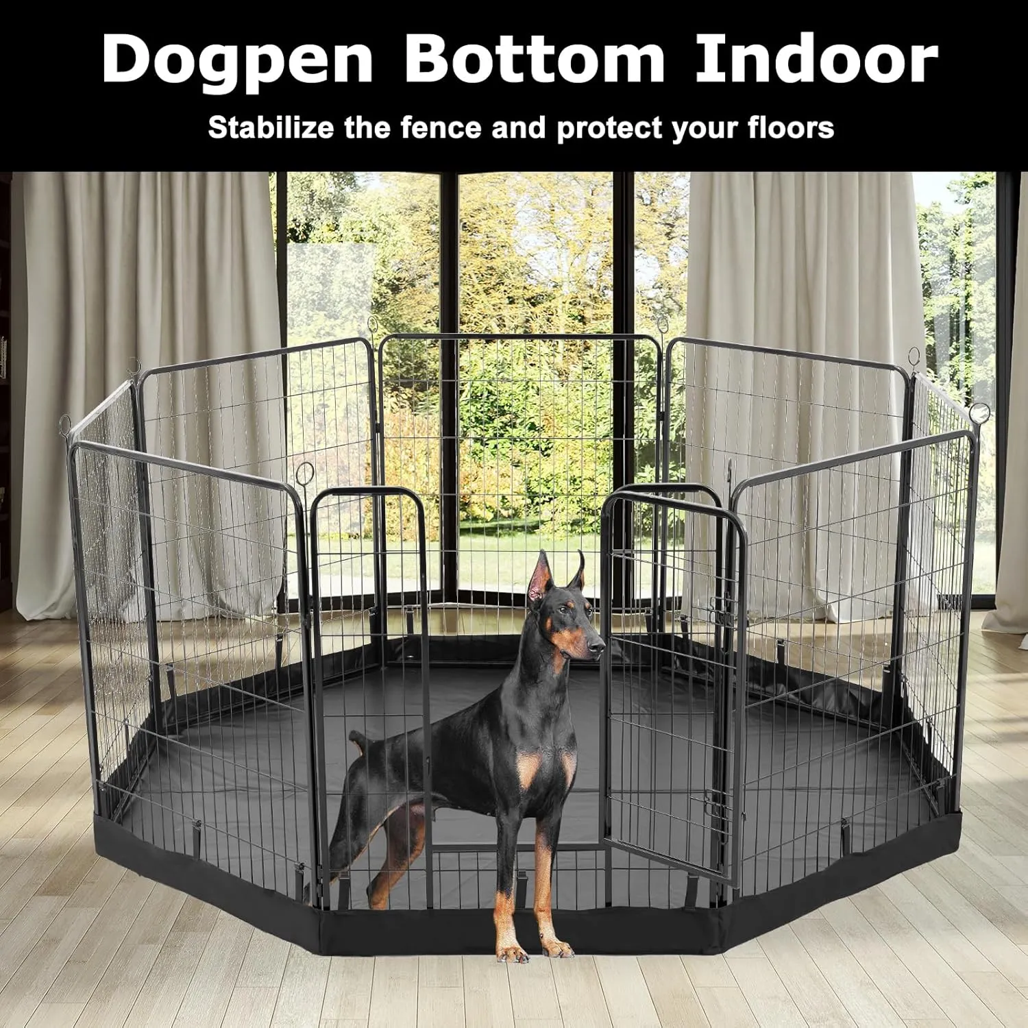 PJYuCien Dog Playpen Bottom Pad,Fits 32 Inch Width 8 Panels Regular Octagon Metal Exercise Pet Playpen,Black (Note:Playpen Not Included !!!)