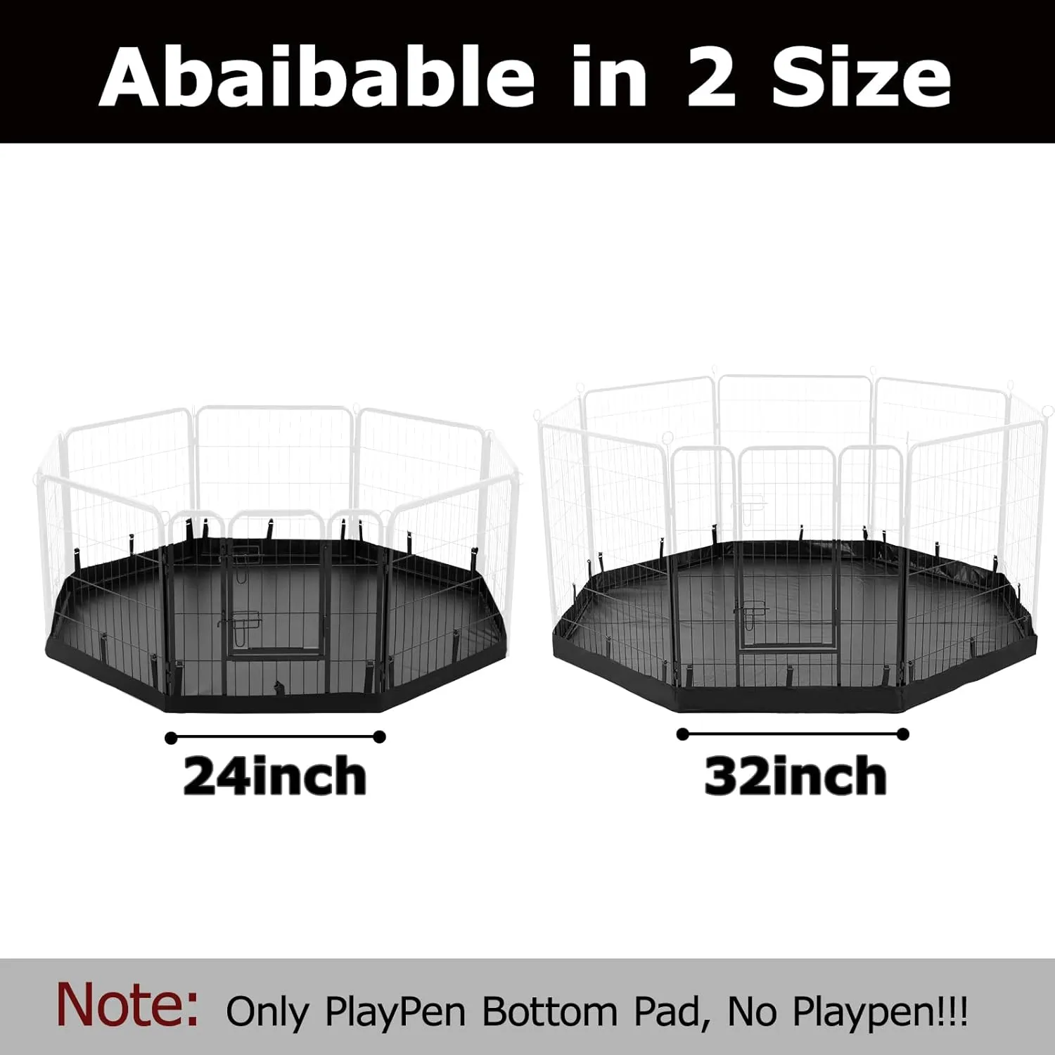 PJYuCien Dog Playpen Bottom Pad,Fits 32 Inch Width 8 Panels Regular Octagon Metal Exercise Pet Playpen,Black (Note:Playpen Not Included !!!)