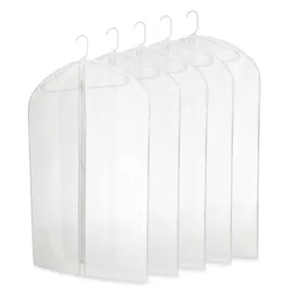 Plixio 40" Clear Plastic Hanging Garment Bags for Clothes Storage - Suits, Dresses & Clothing Bags - (5 Pack)