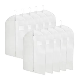 Plixio 40" Travel Garment Bags for Clothing Storage of Suits, Dresses, Dance Costumes - Hanging Clothes Bag with Window and Zipper (10 Pack)