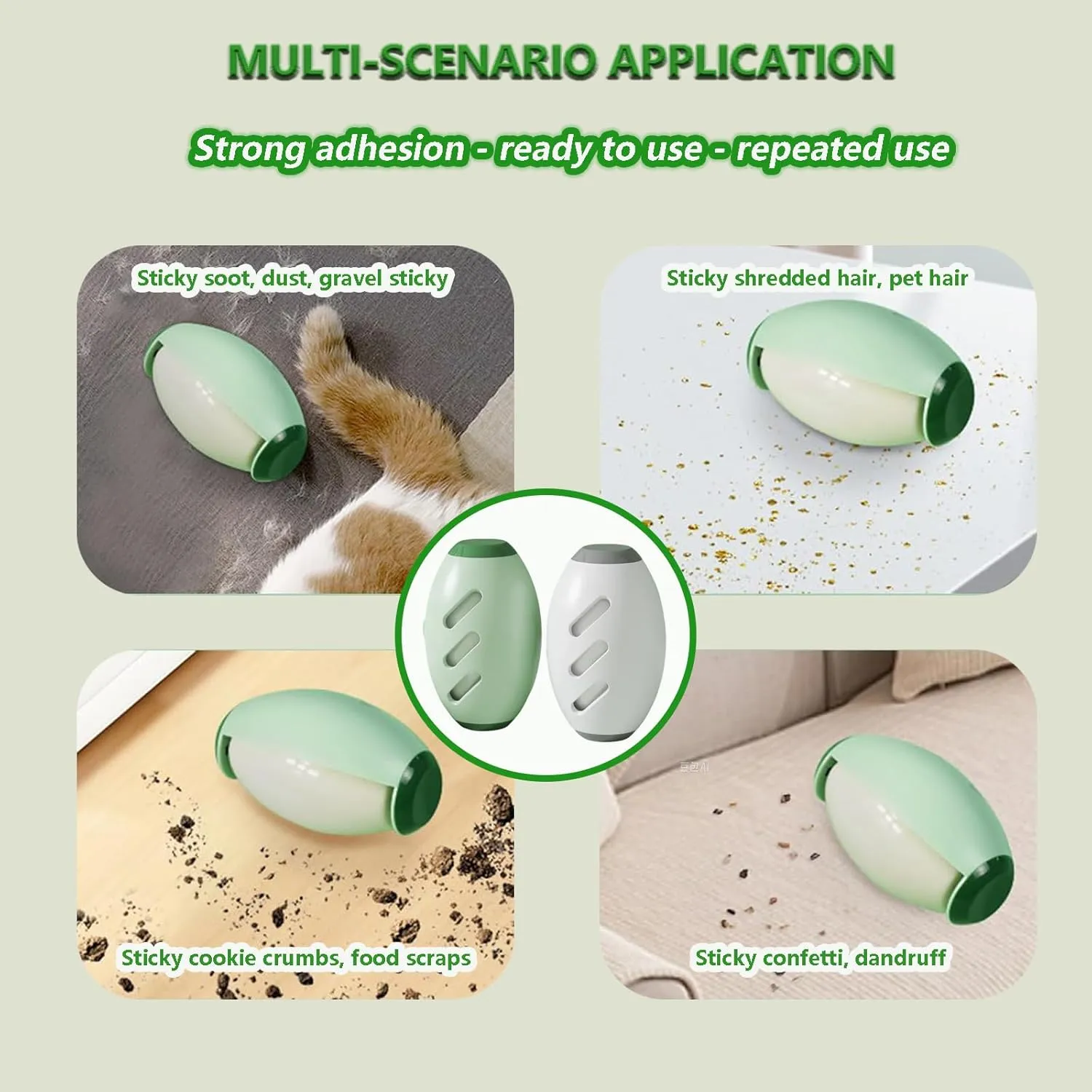 Portable pet Hair Roller, Reusable Lint Rollers for Pet Hair,Washable Reusable Hair Remover for Cleaning Various dust and Debris(Green)