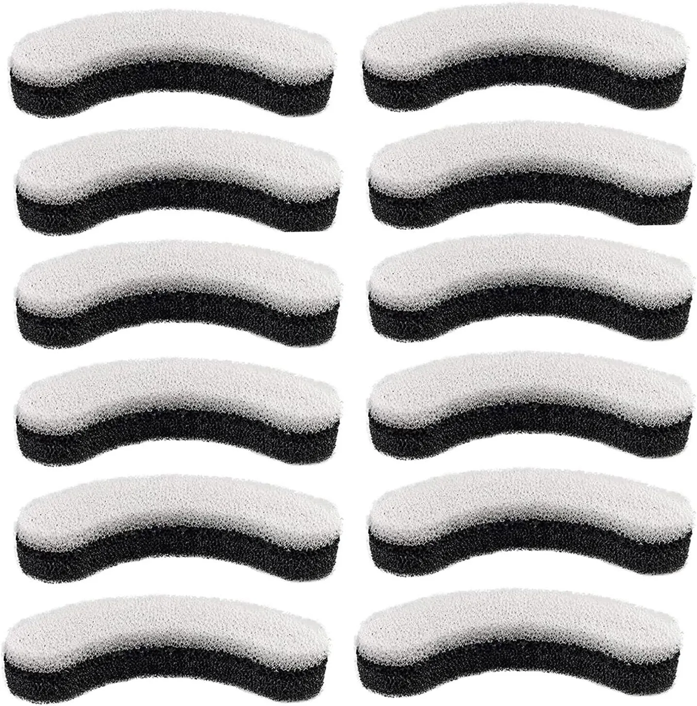 Replacement Premium Water Filter for NPET WF050 Transparent Water Fountain, Arc-Shaped, Washable Pet Fountain Filters with Triple Filtration System, 12 Pack