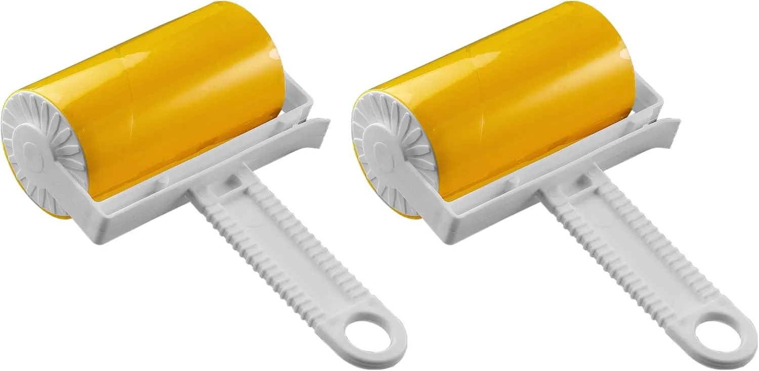 Reusable Lint Rollers 2 Pcs - Sheparde Washable Lint Roller with Plastic Handle - Pet Hair Remover for Clothes, Sofa, Furniture - Silicone Sticky Rollers for Pet Hair