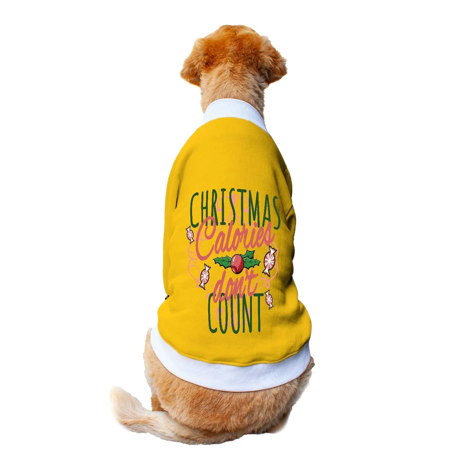 Ruse 'Basics' "Christmas Calories Don't Count" Printed Crew Neck Full Sleeve Sweatshirt For Dogs