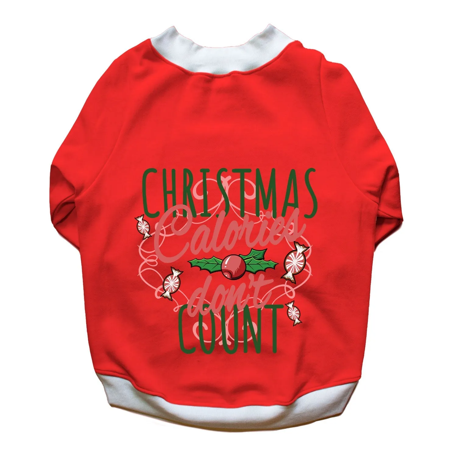 Ruse 'Basics' "Christmas Calories Don't Count" Printed Crew Neck Full Sleeve Sweatshirt For Dogs