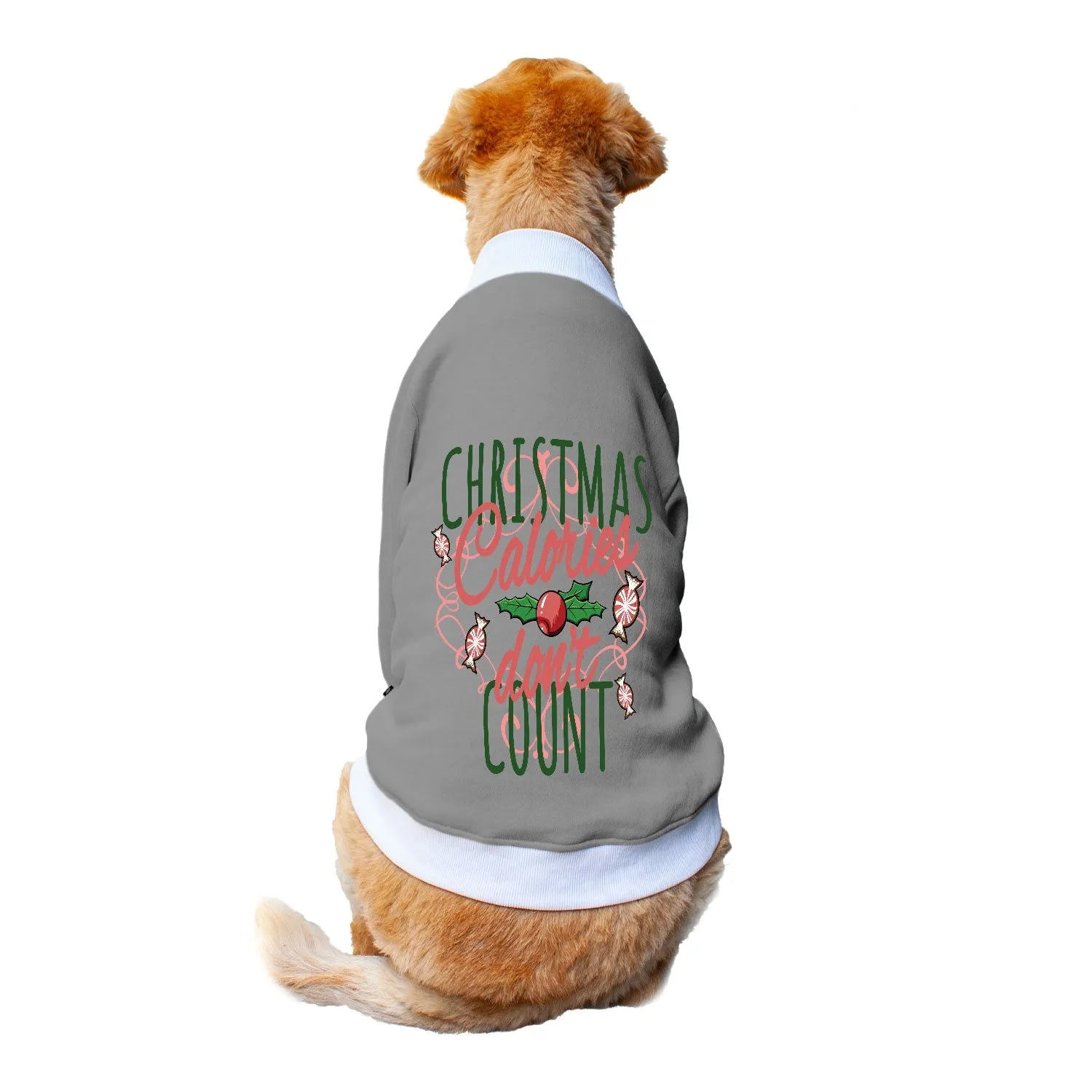 Ruse 'Basics' "Christmas Calories Don't Count" Printed Crew Neck Full Sleeve Sweatshirt For Dogs