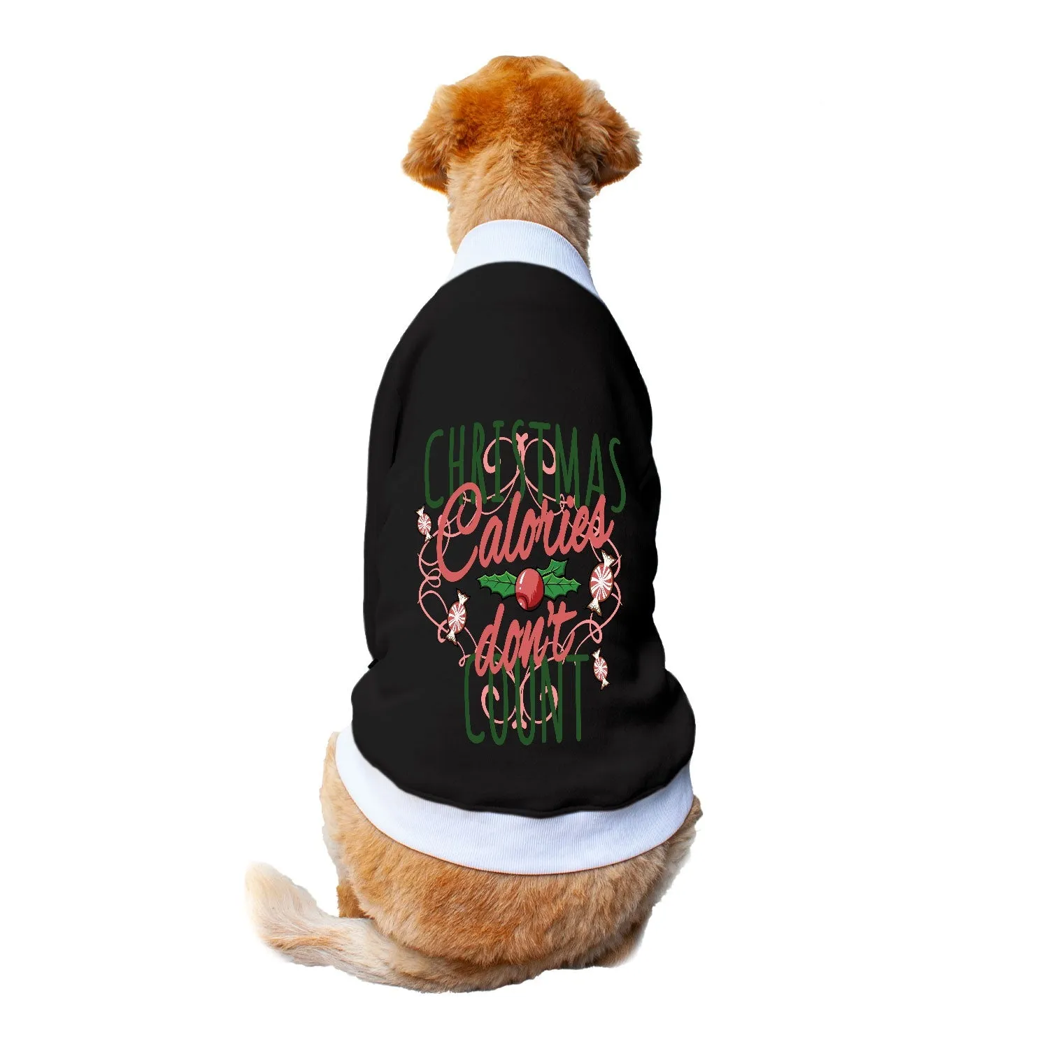 Ruse 'Basics' "Christmas Calories Don't Count" Printed Crew Neck Full Sleeve Sweatshirt For Dogs