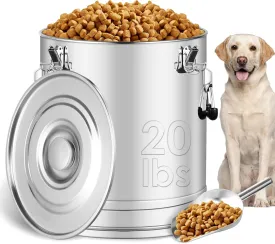 Stainless Steel Dog Food Storage Container,20LB/25LB Airtight Dog Food Storage Container with Lid to Keep Fresh,Easy Clean Large Pet Food Storage Container with Scoop for Cat Food,Chicken Feed,Rice Stainless Steel Dog Food Storage Container,20LB/25LB Airtight Dog Food Storage Container with Lid to Keep Fresh,Easy Clean Large Pet Food Storage Container with Scoop for Cat Food,Chicken Feed,Rice