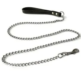 Steel Chain Lead with Leather Handle