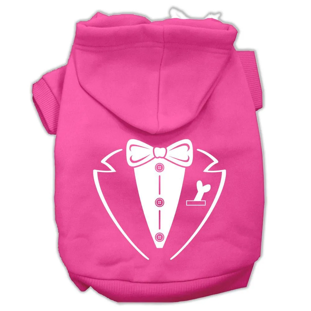 Tuxedo Screen Print Pet Hoodies Bright Pink Size Sm (10)