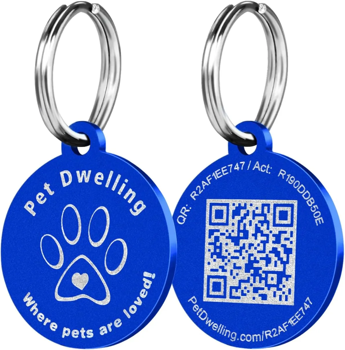 Ultra Lightweight Pet ID Tag for Small Dogs & Cats  Online Pet Profile, Instant Profile Access, & Scan Location Alerts (Round Blue)