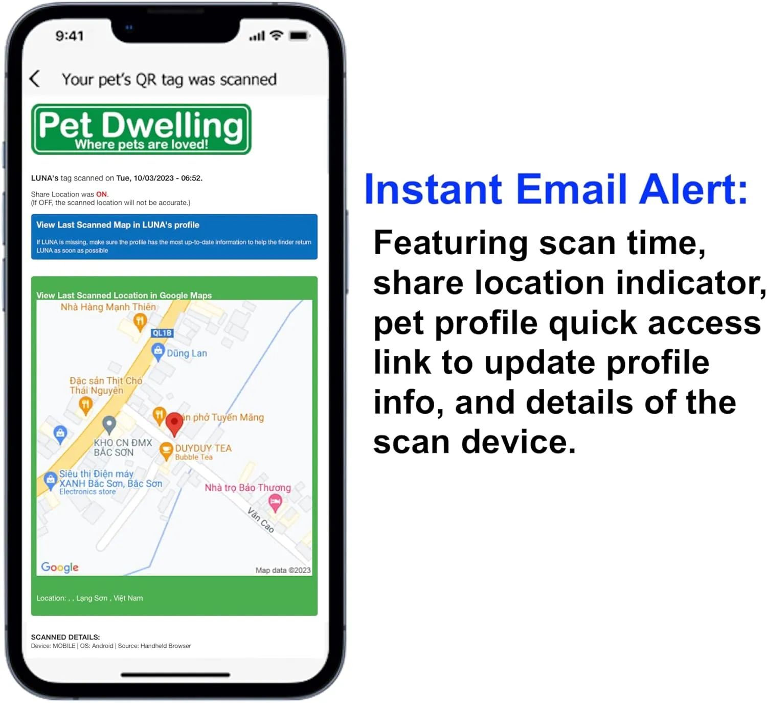Ultra Lightweight Pet ID Tag for Small Dogs & Cats  Online Pet Profile, Instant Profile Access, & Scan Location Alerts (Round Blue)