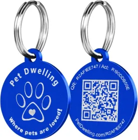 Ultra Lightweight Pet ID Tag for Small Dogs & Cats  Online Pet Profile, Instant Profile Access, & Scan Location Alerts (Round Blue) Ultra Lightweight Pet ID Tag for Small Dogs & Cats  Online Pet Profile, Instant Profile Access, & Scan Location Alerts (Round Blue)