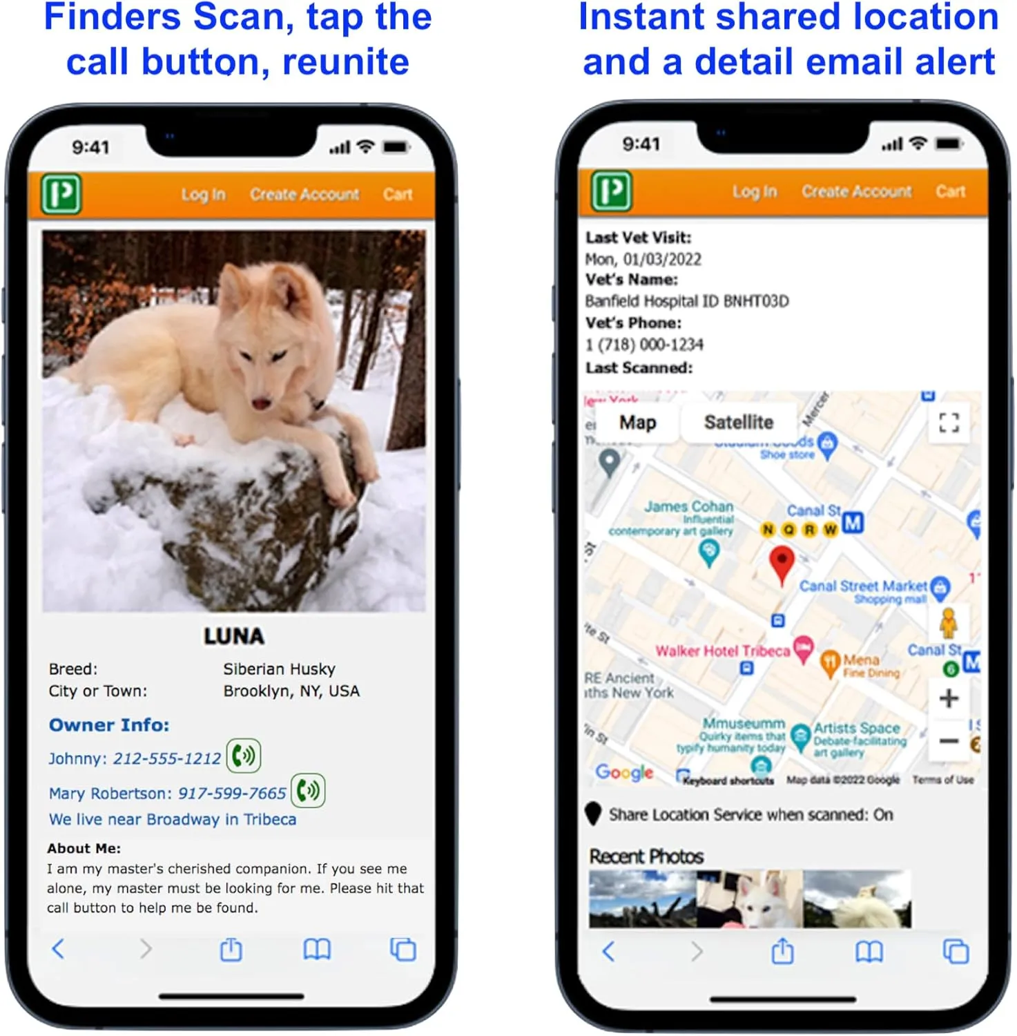 Ultra Lightweight Pet ID Tag for Small Dogs & Cats  Online Pet Profile, Instant Profile Access, & Scan Location Alerts (Round Blue)