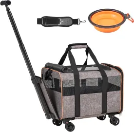 VEVOR Airline Approved Soft Rolling Pet Carrier with Telescope Handle and Upgraded Wheels - Holds up to 22 LBS VEVOR Airline Approved Soft Rolling Pet Carrier with Telescope Handle and Upgraded Wheels - Holds up to 22 LBS