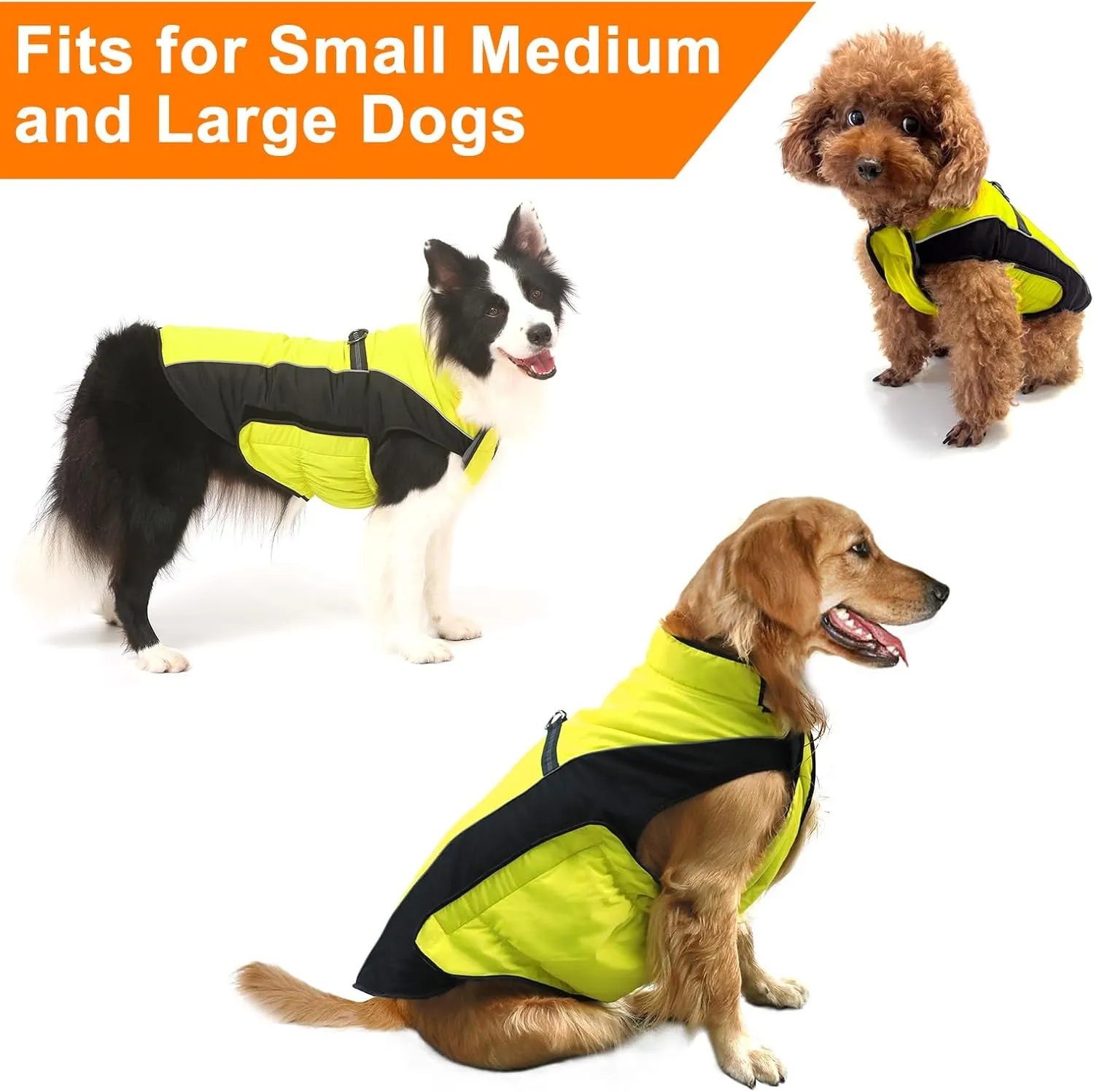 Warm Dog Winter Coat, Gimilife Dog Sweater Cold Weather Coats Waterproof Dogs Apparel Clothes Pet Jacket Padded Vest Outfit for Small Medium Large Dogs