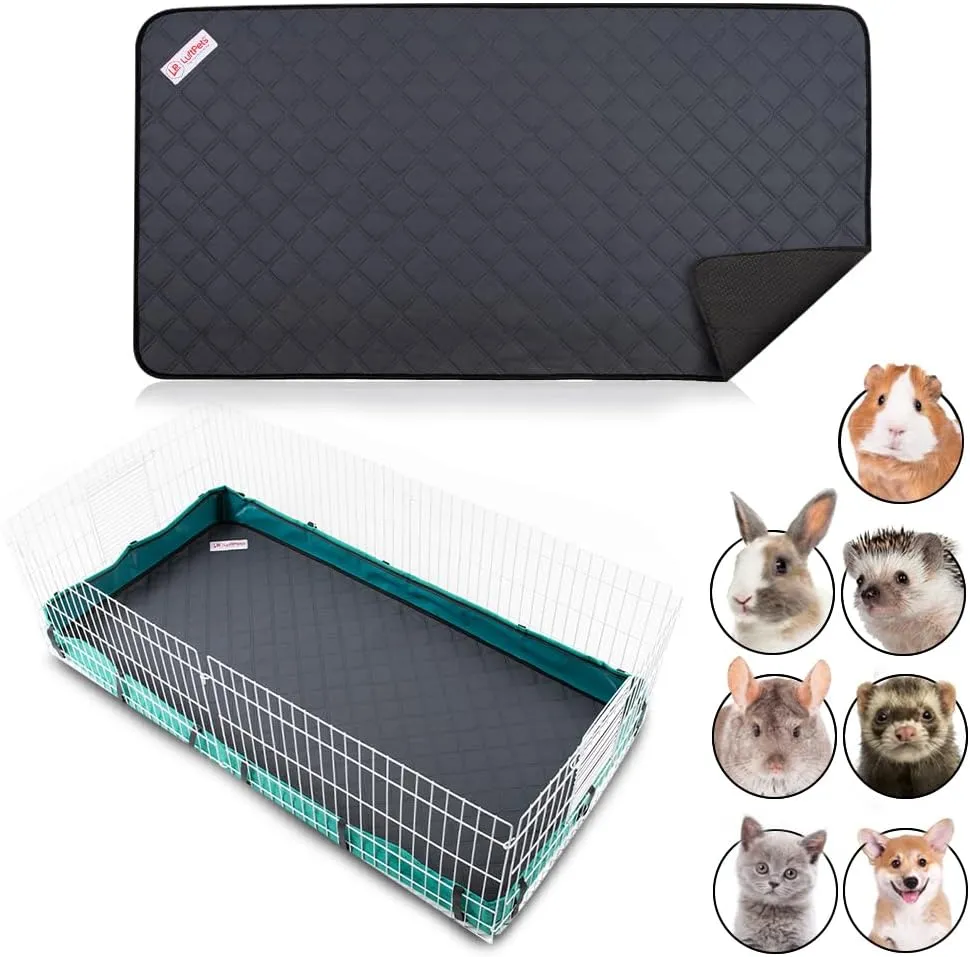Washable Rabbit & Guinea Pig Cage Liner for Midwest, 24"x47", Easy to Clean Unlike Fleece, Absorbent & Waterproof Guinea Pig Bedding and Non-Slip Pee Pad & Rabbit Floor Mat