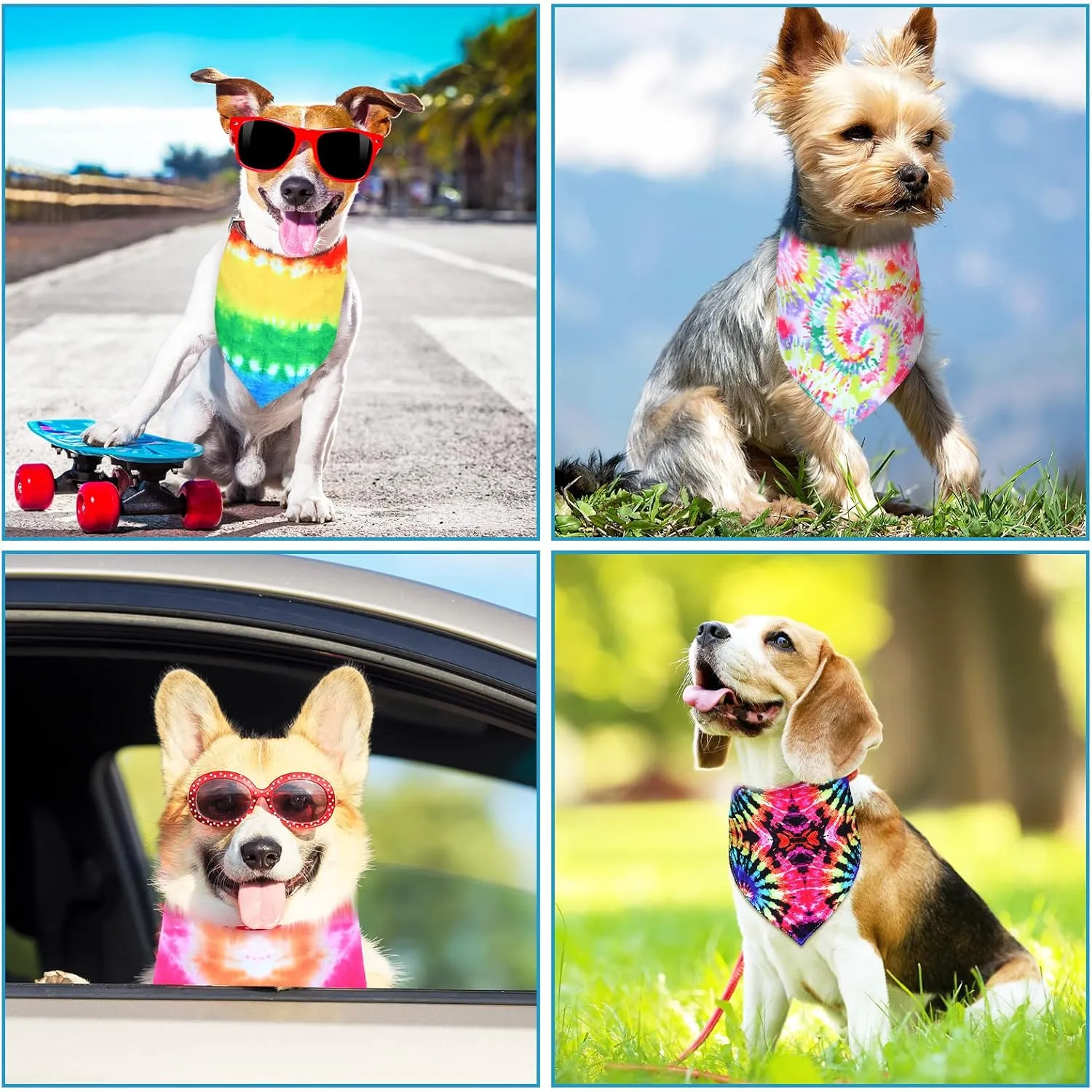 Weewooday 20 Pcs Tie Dye Dog Bandanas Bulk Washable Triangle Bibs Scarf Kerchief Puppy Neckerchief for Summer Large Dogs Girl and Boy Costume(Tie Dye,L Size)