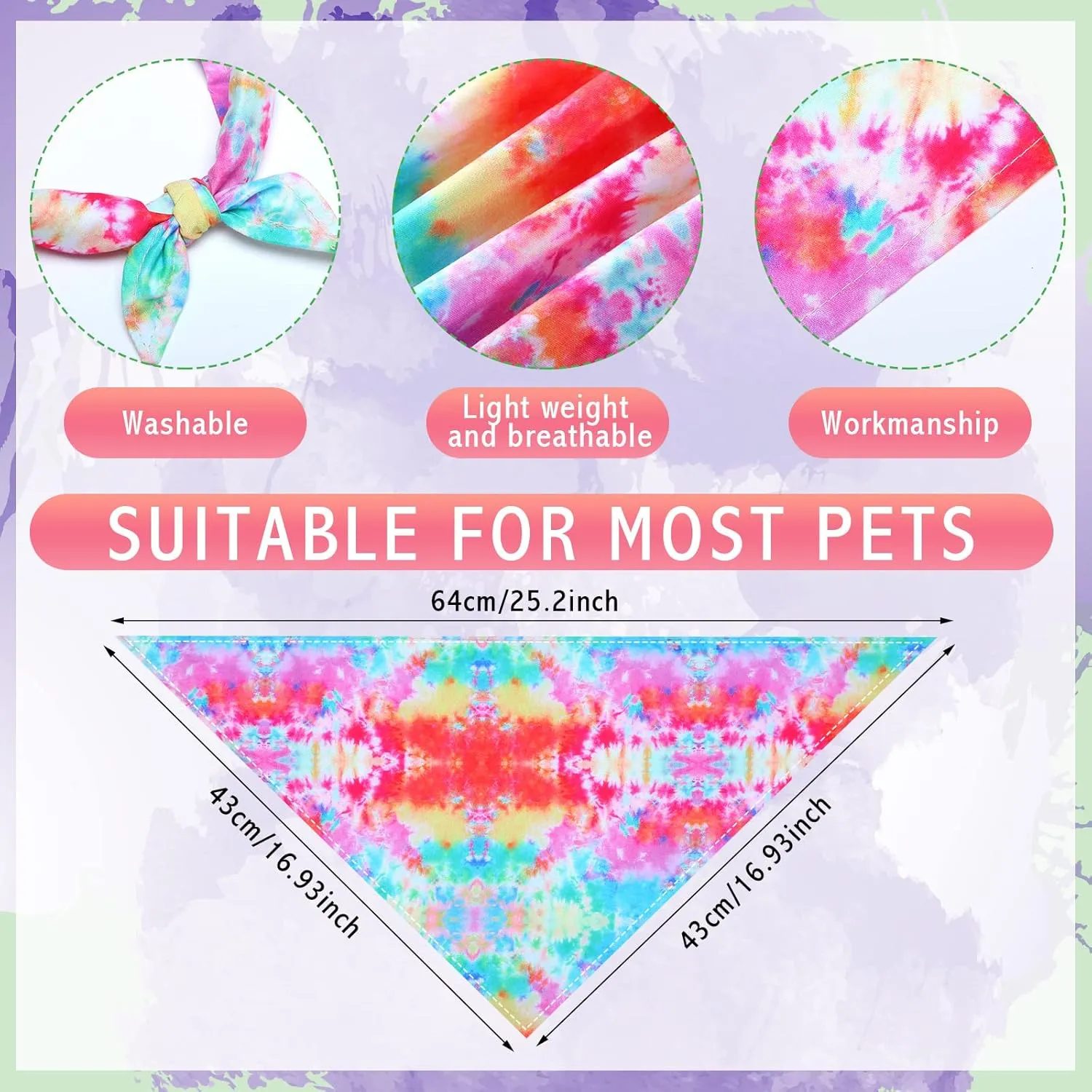 Weewooday 20 Pcs Tie Dye Dog Bandanas Bulk Washable Triangle Bibs Scarf Kerchief Puppy Neckerchief for Summer Large Dogs Girl and Boy Costume(Tie Dye,L Size)