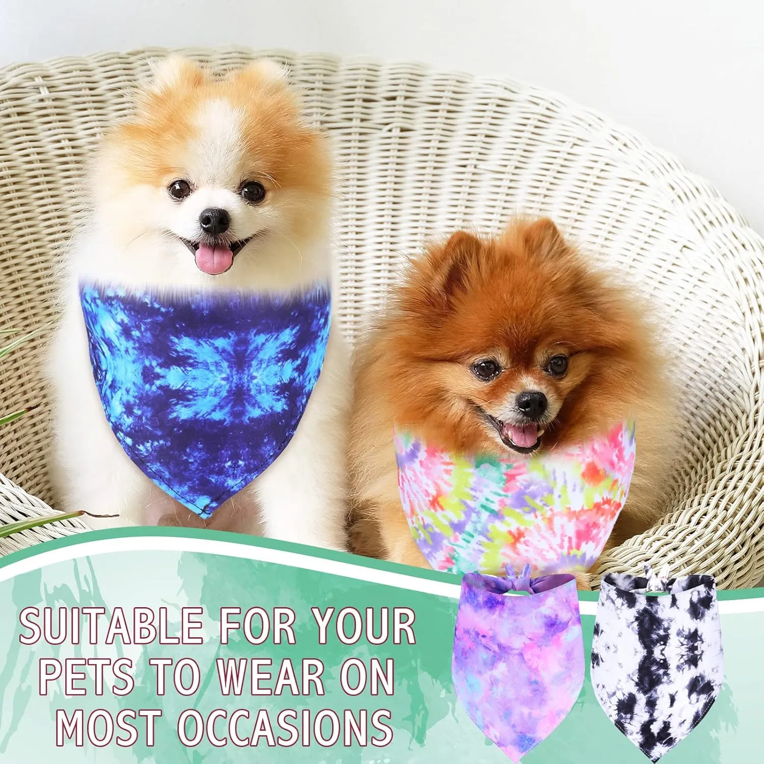 Weewooday 20 Pcs Tie Dye Dog Bandanas Bulk Washable Triangle Bibs Scarf Kerchief Puppy Neckerchief for Summer Large Dogs Girl and Boy Costume(Tie Dye,L Size)