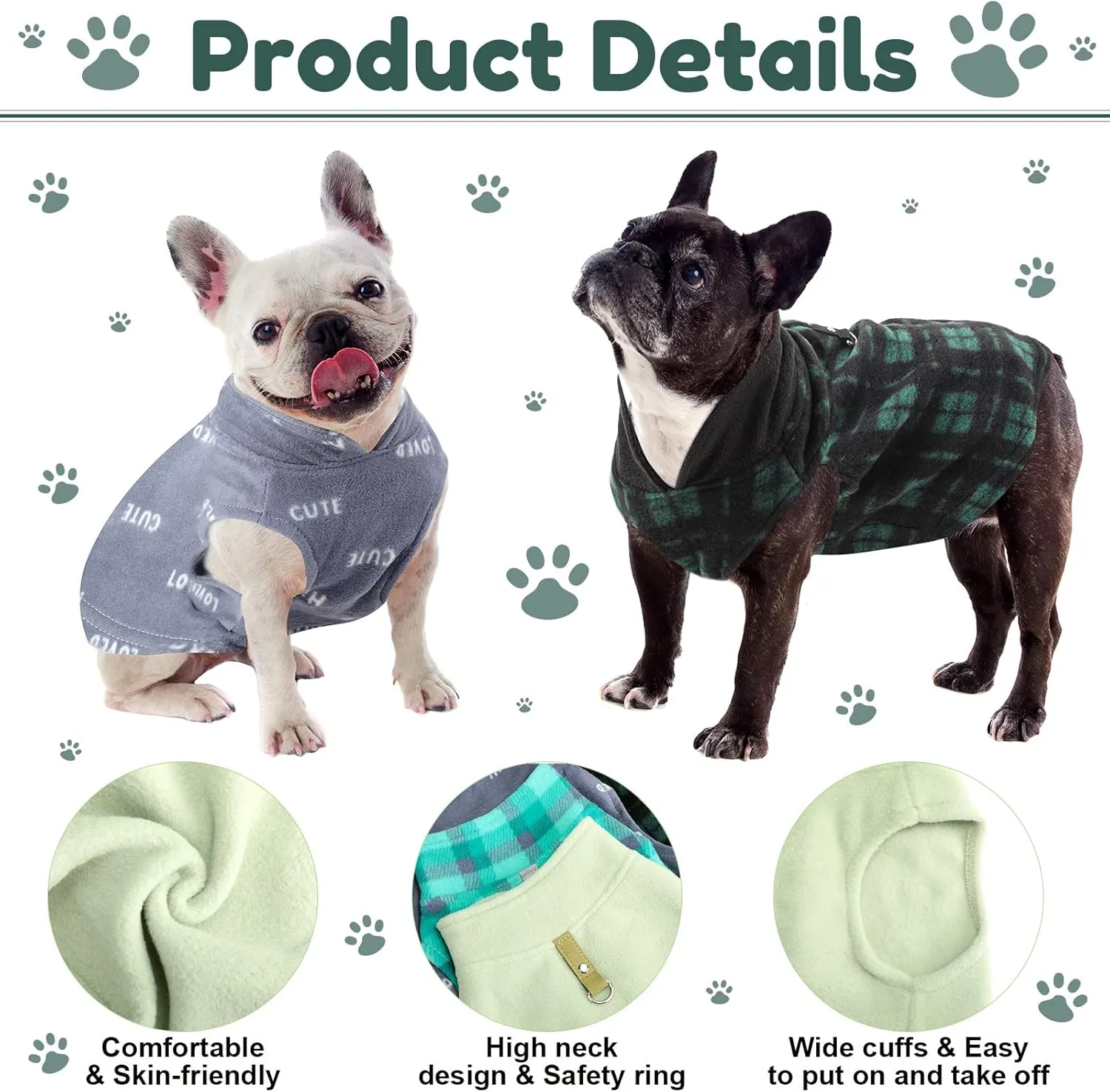 Weewooday 4 Pieces Winter Fabric Dog Sweater with Leash Ring Fleece Vest Dog Pullover Jacket Warm Pet Dogs Clothes for Puppy Small Dogs Cat Chihuahua Boy (Mix Pattern, XS)