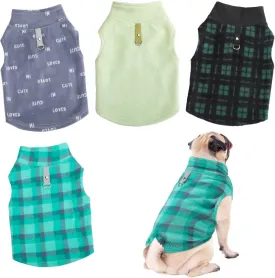 Weewooday 4 Pieces Winter Fabric Dog Sweater with Leash Ring Fleece Vest Dog Pullover Jacket Warm Pet Dogs Clothes for Puppy Small Dogs Cat Chihuahua Boy (Mix Pattern, XS)