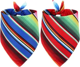 Whaline Mexican Dog Bandana Cinco De Mayo Fiesta Pet Scarf Double-Sided Colorful Stripes Pet Neckerchief Adjustable Dog Bibs for Small Medium Large Cat Dog Carnival Accessories, 2 Pack