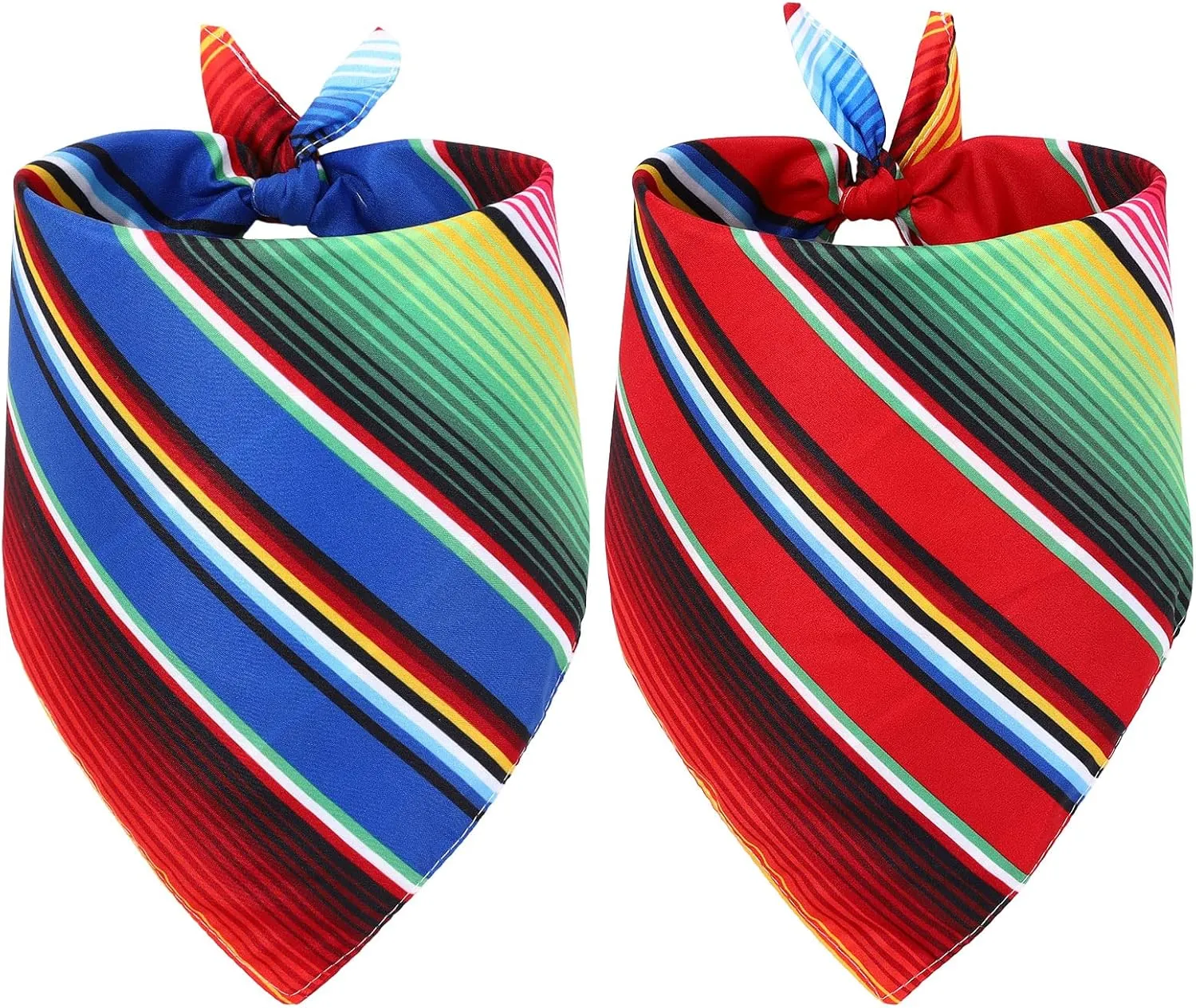 Whaline Mexican Dog Bandana Cinco De Mayo Fiesta Pet Scarf Double-Sided Colorful Stripes Pet Neckerchief Adjustable Dog Bibs for Small Medium Large Cat Dog Carnival Accessories, 2 Pack