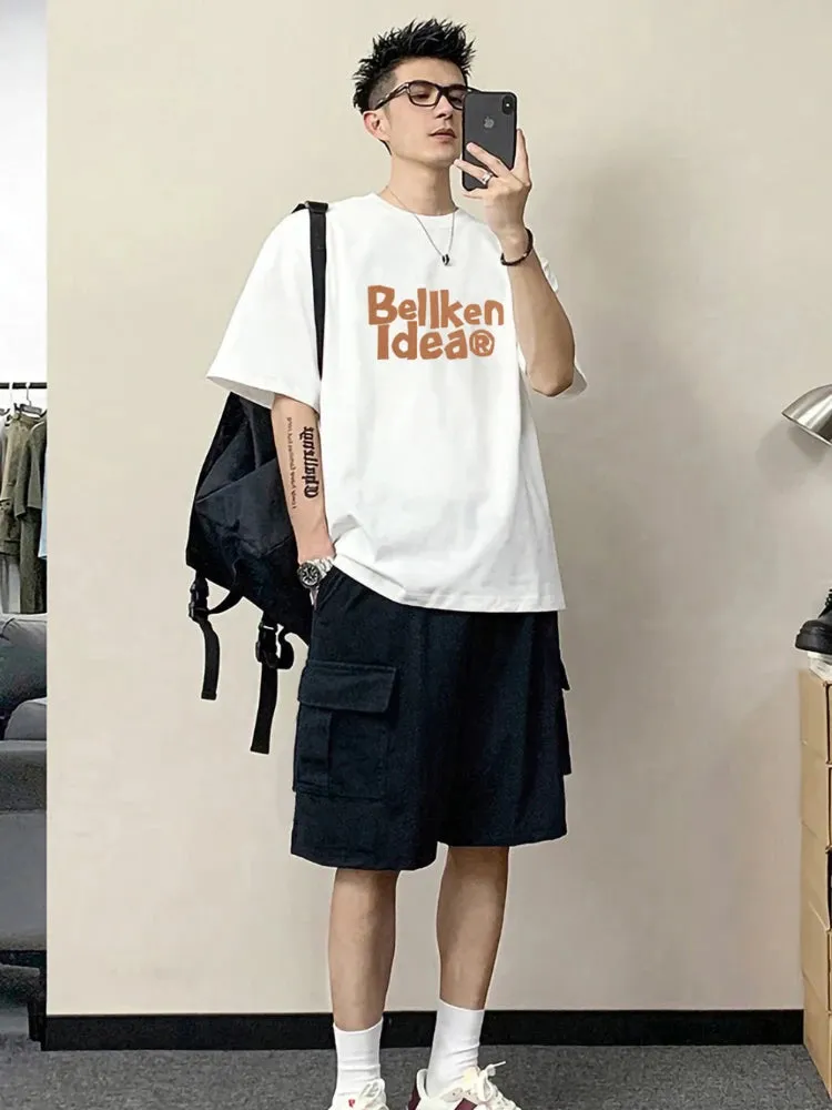 Wiaofellas  -  Man Sets Cotton Alphabet Black Running Jogging T-shirts Shorts Suits for Men Jogger Aesthetic Original Brands High Quality Cool