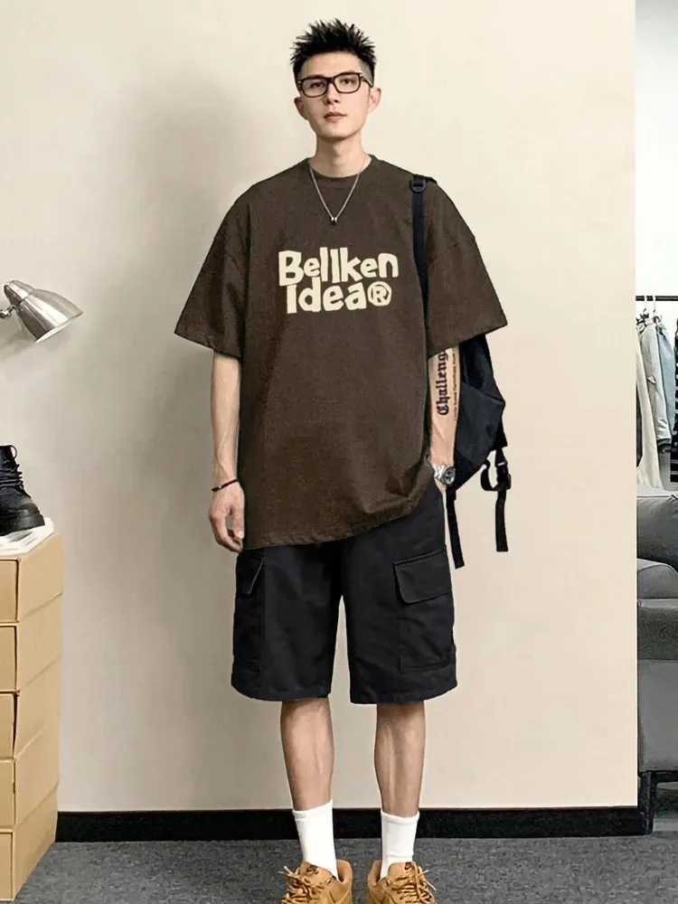 Wiaofellas  -  Man Sets Cotton Alphabet Black Running Jogging T-shirts Shorts Suits for Men Jogger Aesthetic Original Brands High Quality Cool