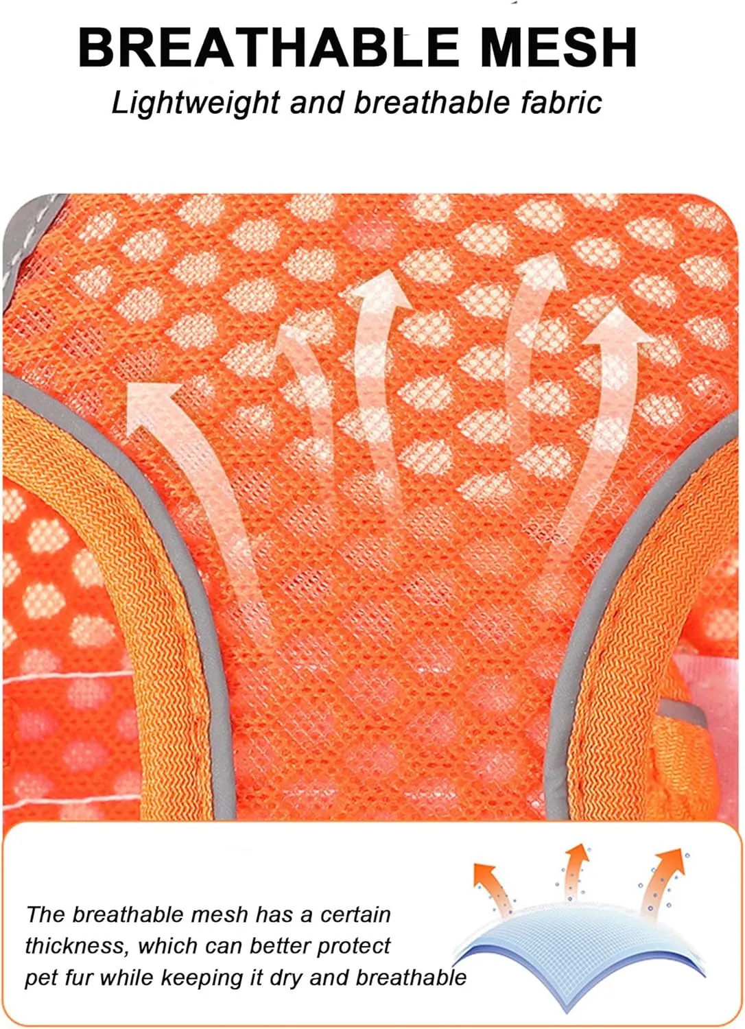 XXXS Orange Soft Mesh Dog Harness and Leash Set,No Escape Puppy Harnesses for Training Walking Reflective Adjustable Puppy Vest for Small Medium Dogs, Cats (Orange, XXXS)